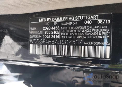 2014 Mercedes-Benz C 250 Luxury/Sport из США, поврежденный, VIN WDDGF4HB7ER314537